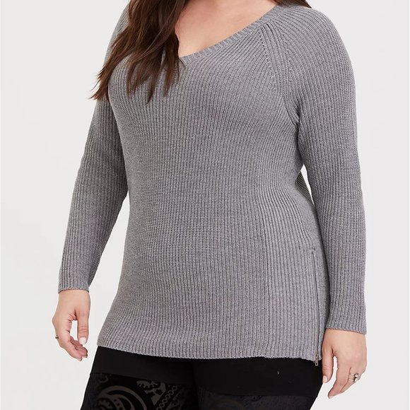 Torrid Ribbed Pullover Side Zipper Sweater 1X - Picture 1 of 15